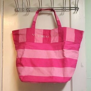 Striped Pink Victoria's Secret Tote Bag